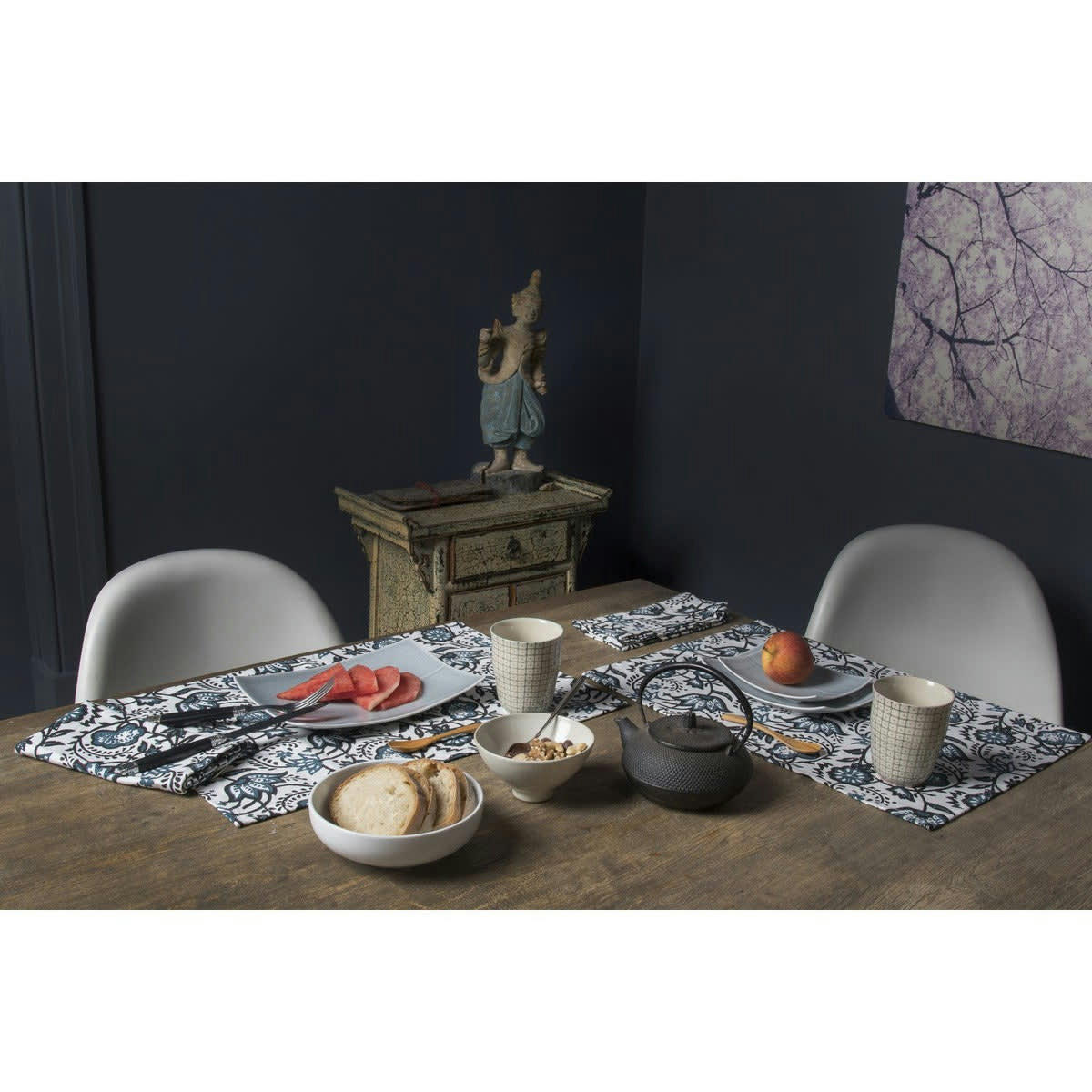 CARMA - Sets de table (x4) coton  35x45 bleu peacock