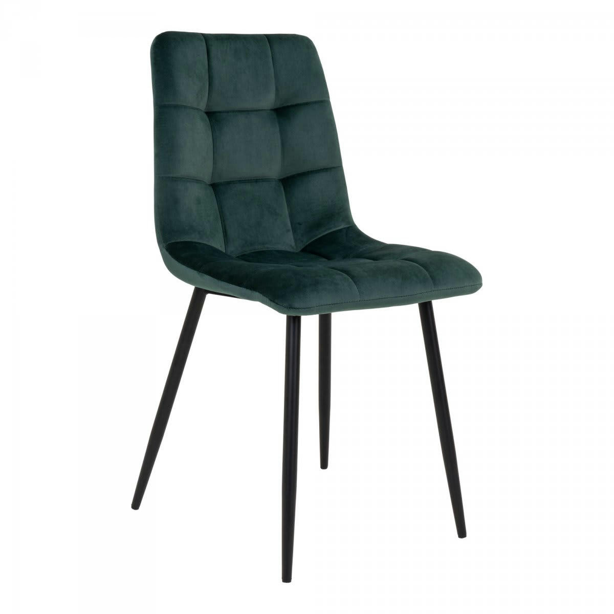 AGLO - Chaise design en velours matelassé vert foncé