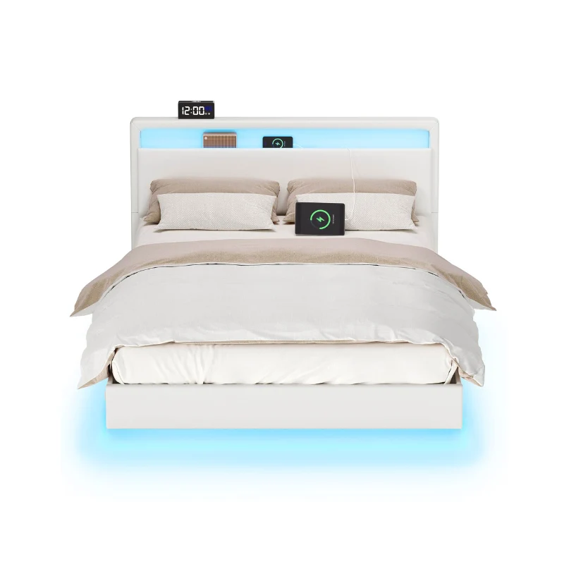 Lit double avec éclairage LED multiprise