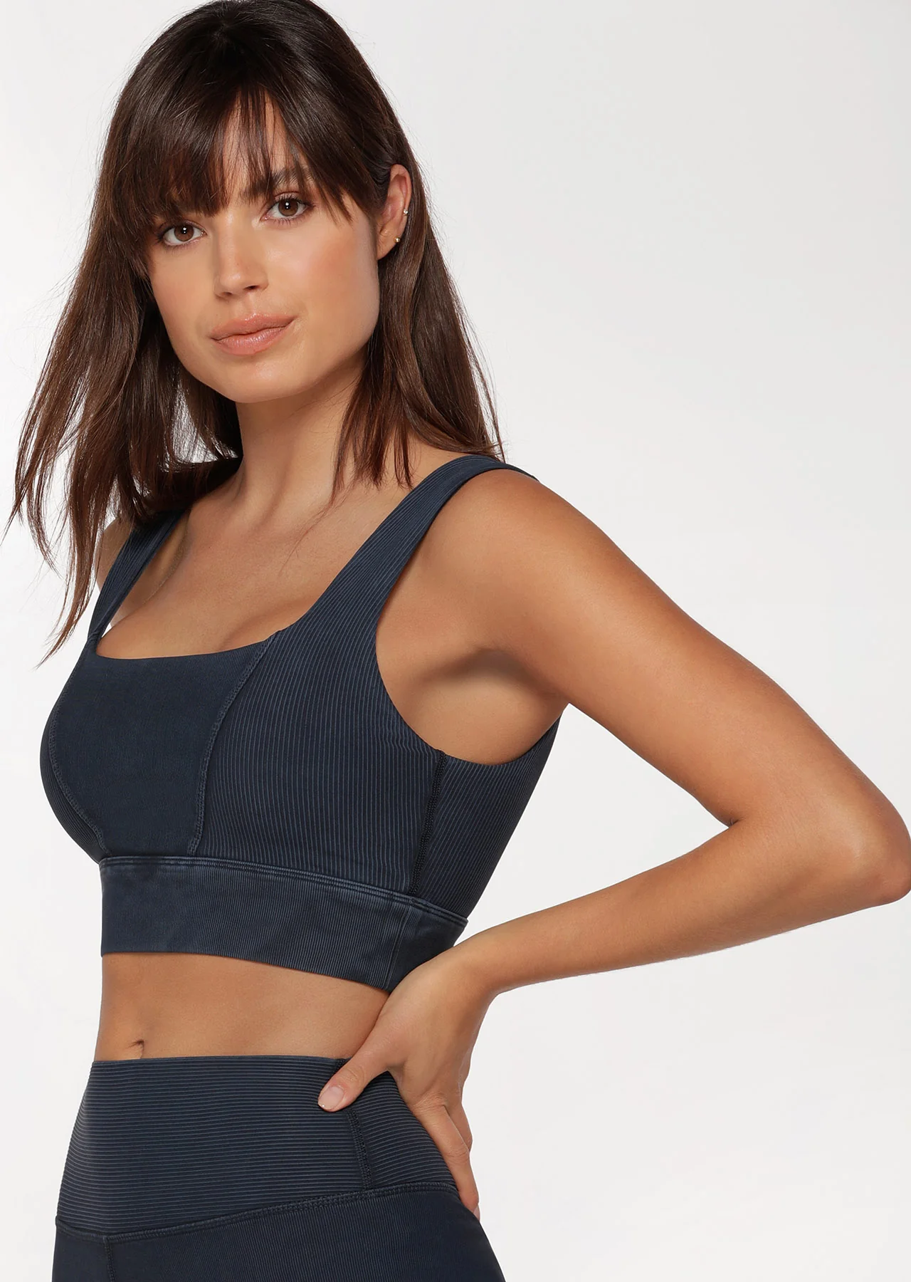 Square Neck Rib Sports Bra