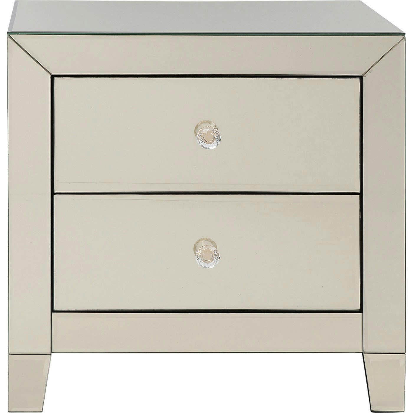 LUXURY CHAMPAGNE - Table de chevet 2 tiroirs en verre miroir doré