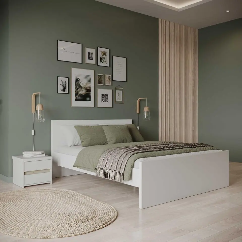 Tweepersoonsbed Clyde - 160x200cm - wit