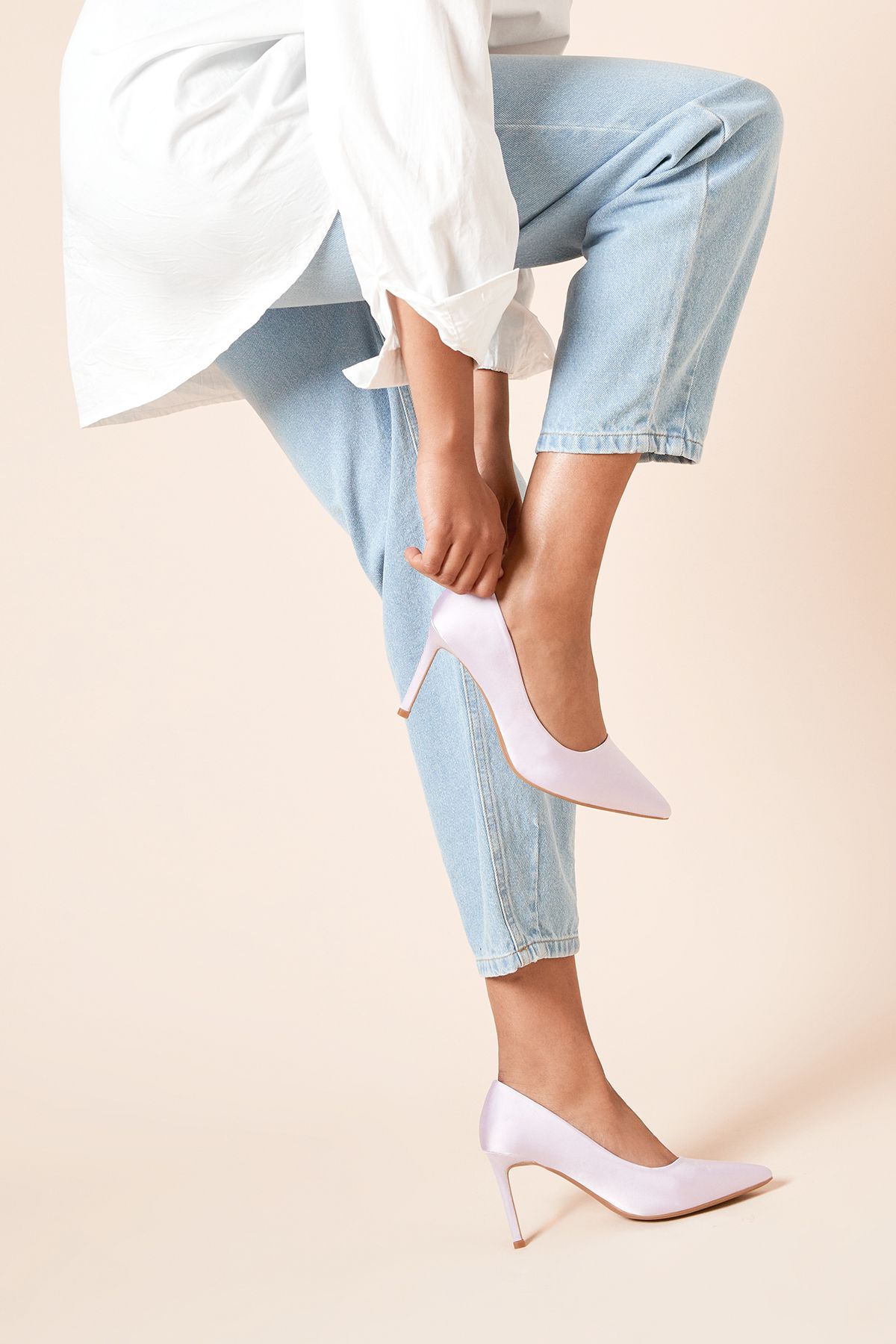 Dorothy Perkins Wide Fit Dash Satin Pointed High Stiletto Heel Court Shoes