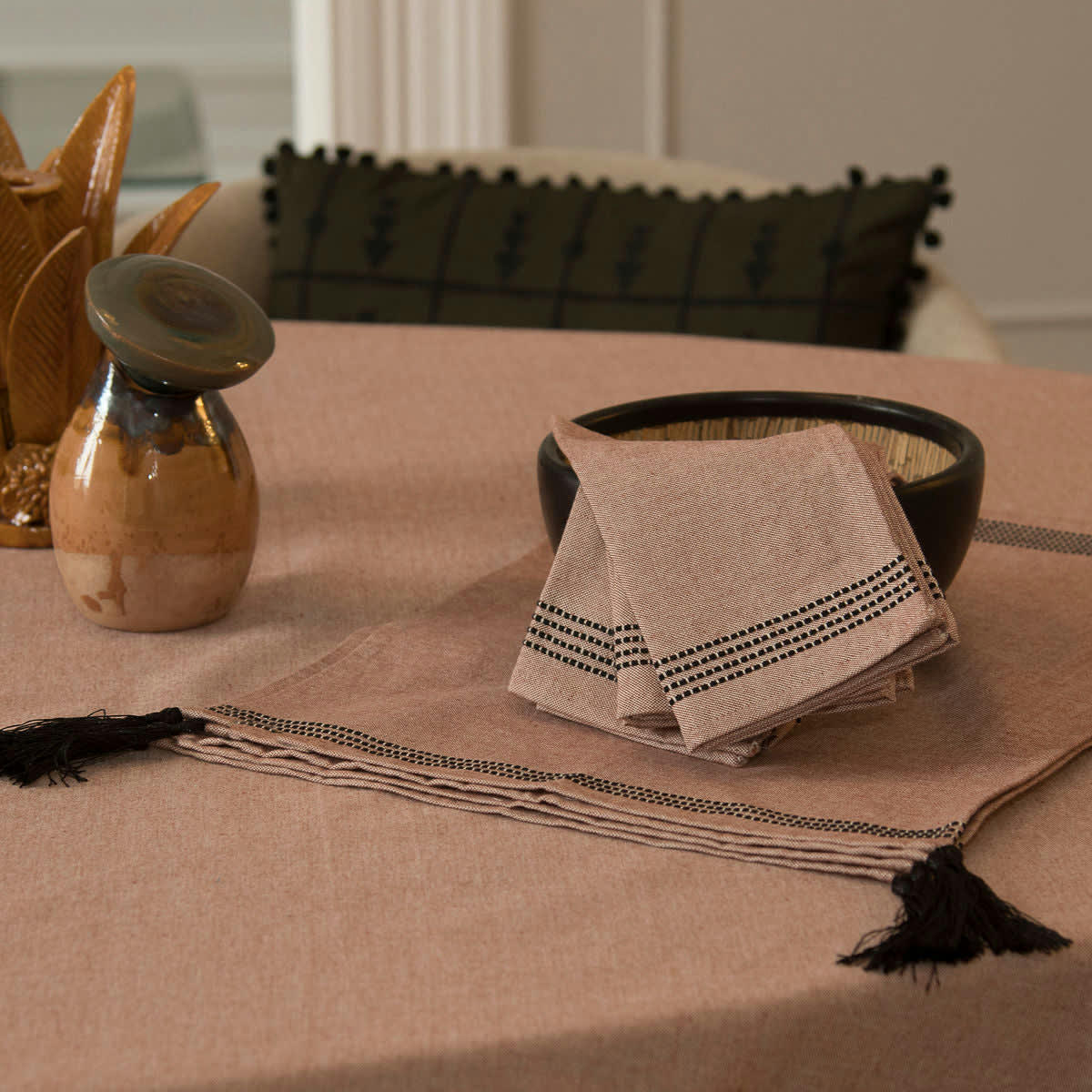 HANA - Serviettes de table (x4) coton  45x45 tomette