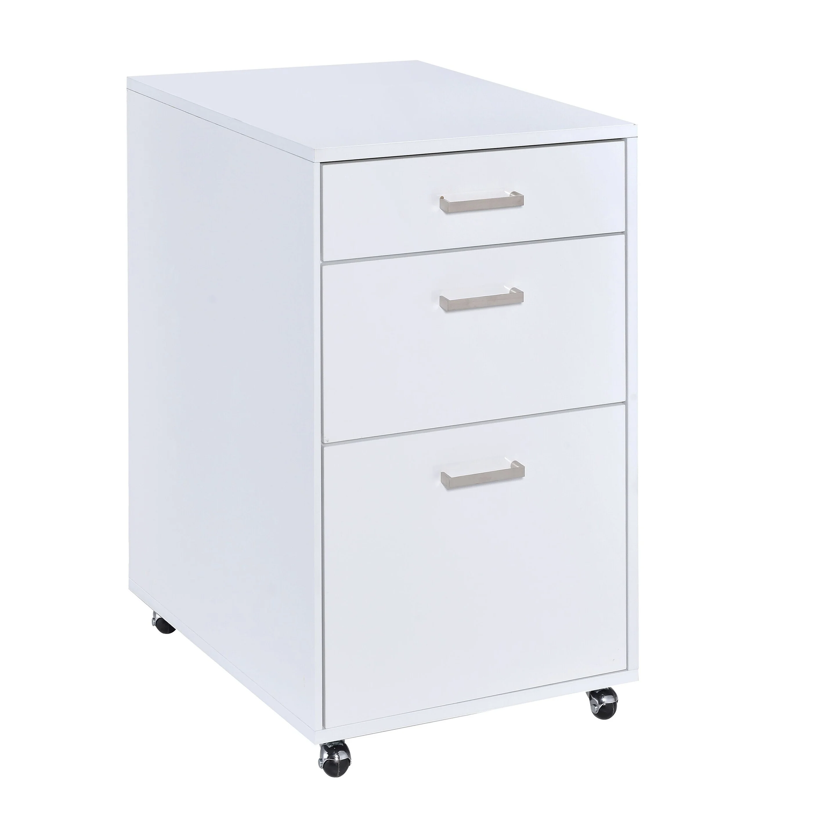 Handela White High Gloss File Cabinet with 3 Drawers