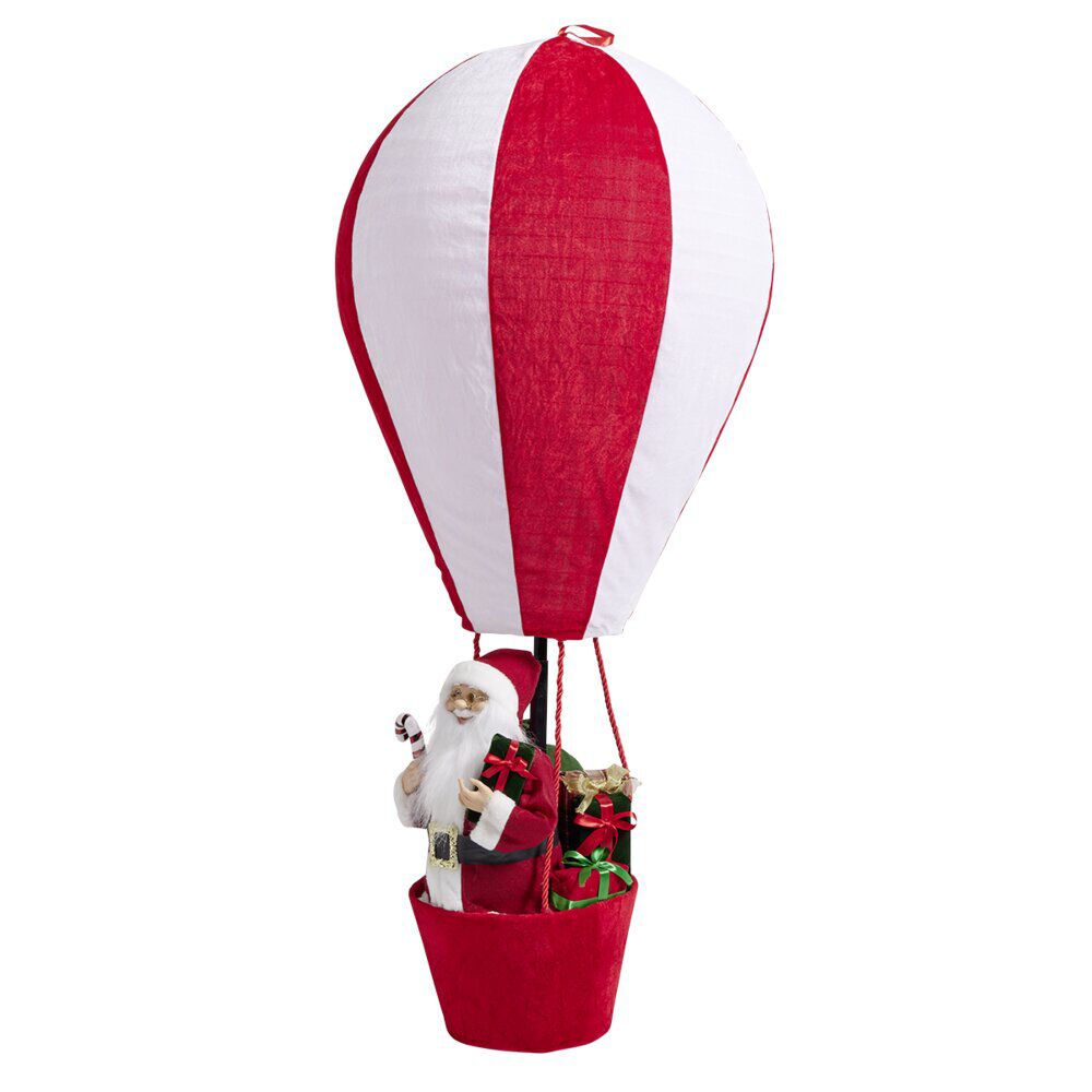 Montgolfière du père No&euml;l feutrine rouge et blanc XL Ø65xH150cm