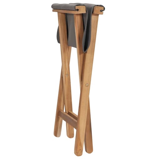 NNEVL Folding Chairs 2 pcs Solid Teak Wood and Fabric Dark Grey