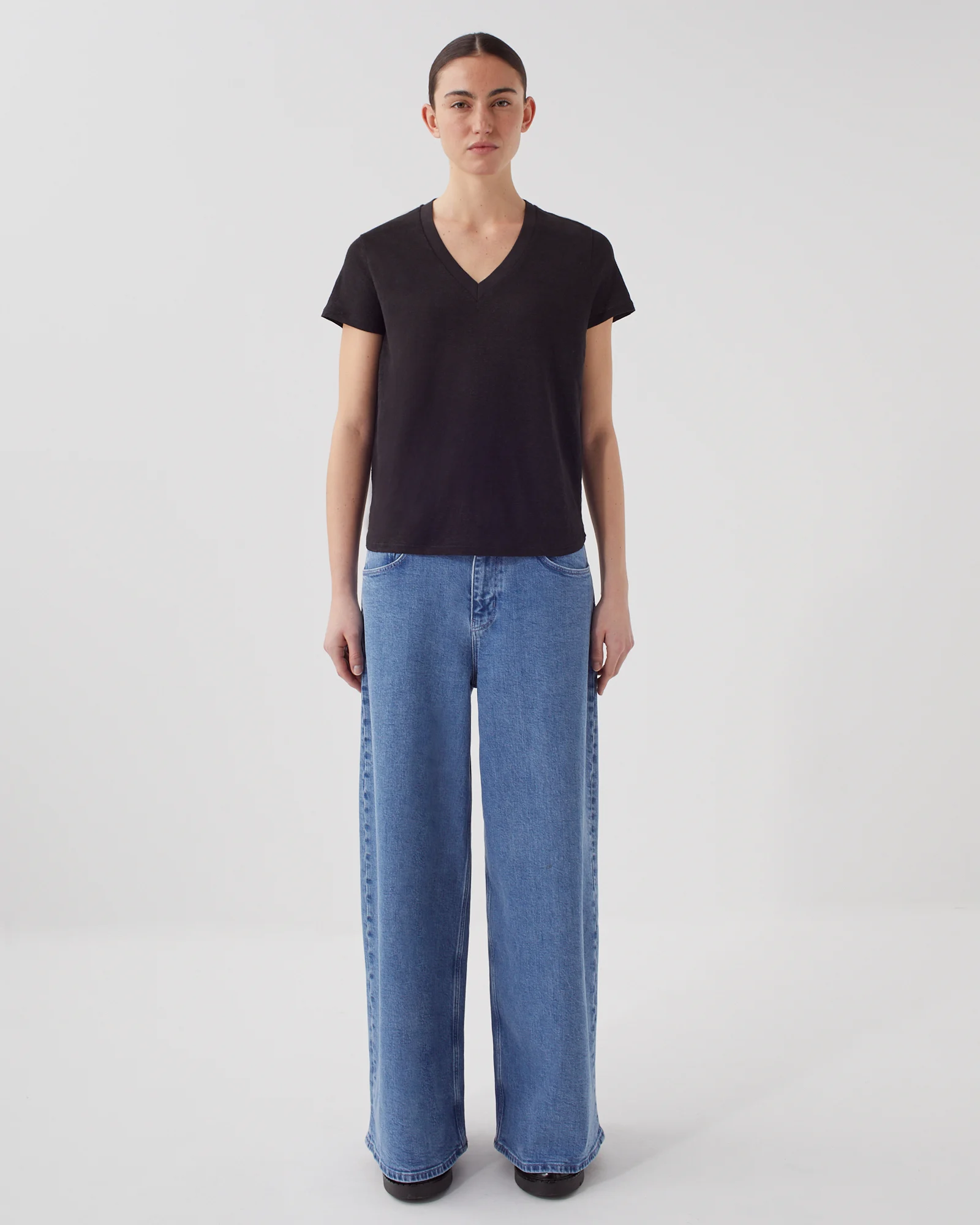 T-shirt col V en lin SARAH