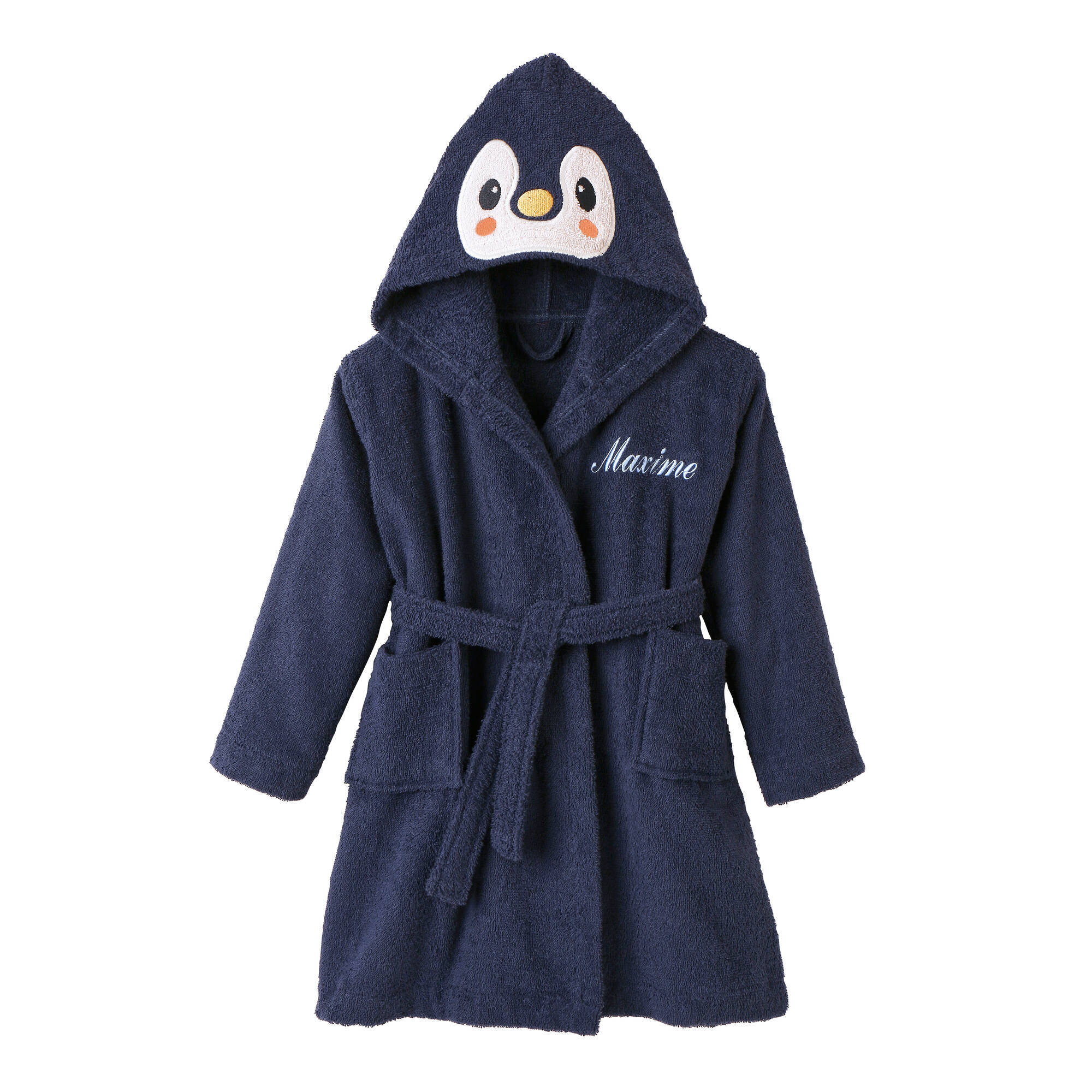 Peignoir de bain enfant personnalisable Pingouin, à capuche