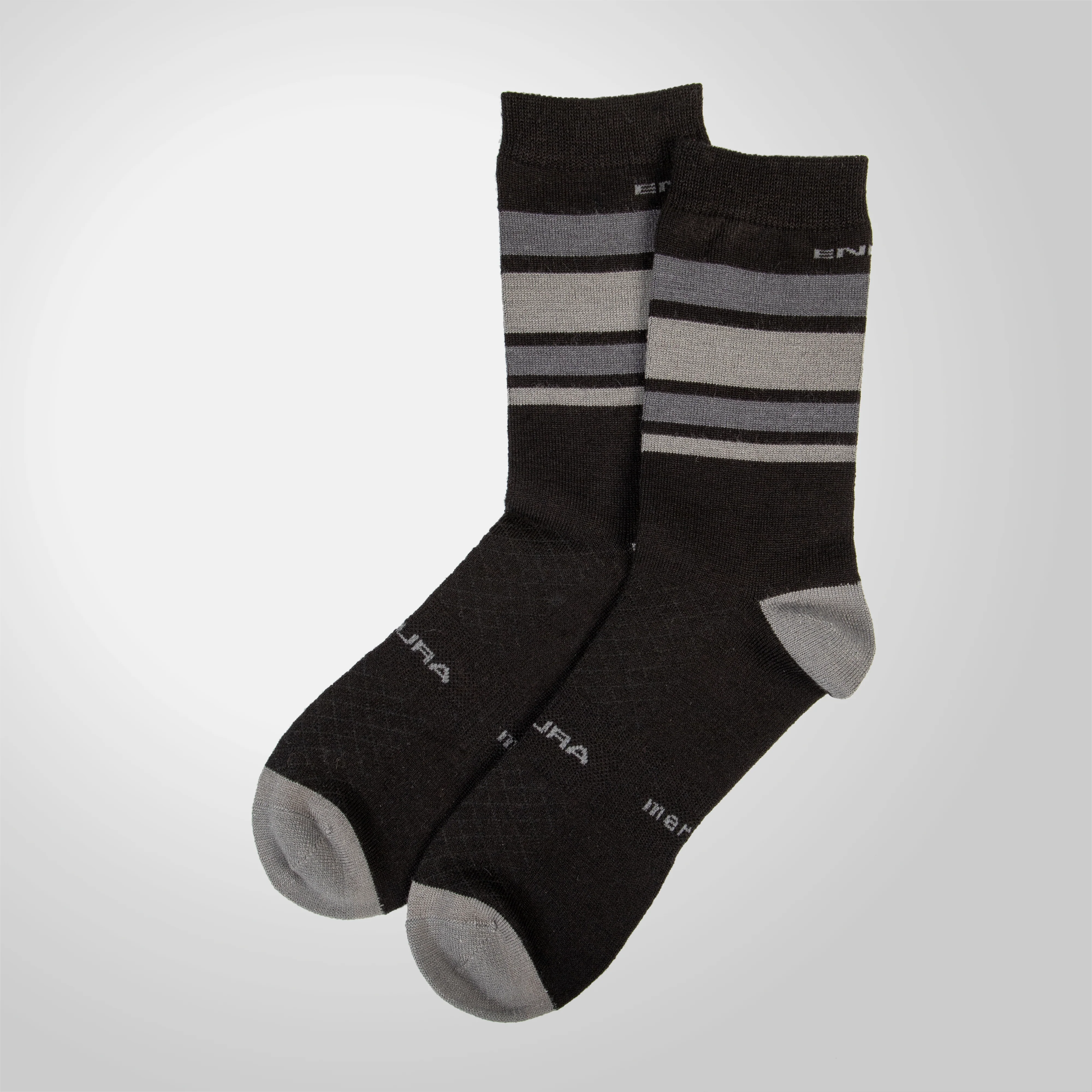 BaaBaa Merino Stripe Socks - Matt Black