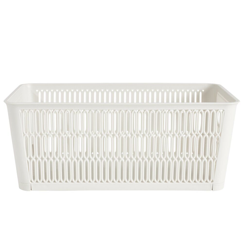 Panière de rangement 3,8L ajourée empilable plastique blanc 29x16,5xH11,5cm