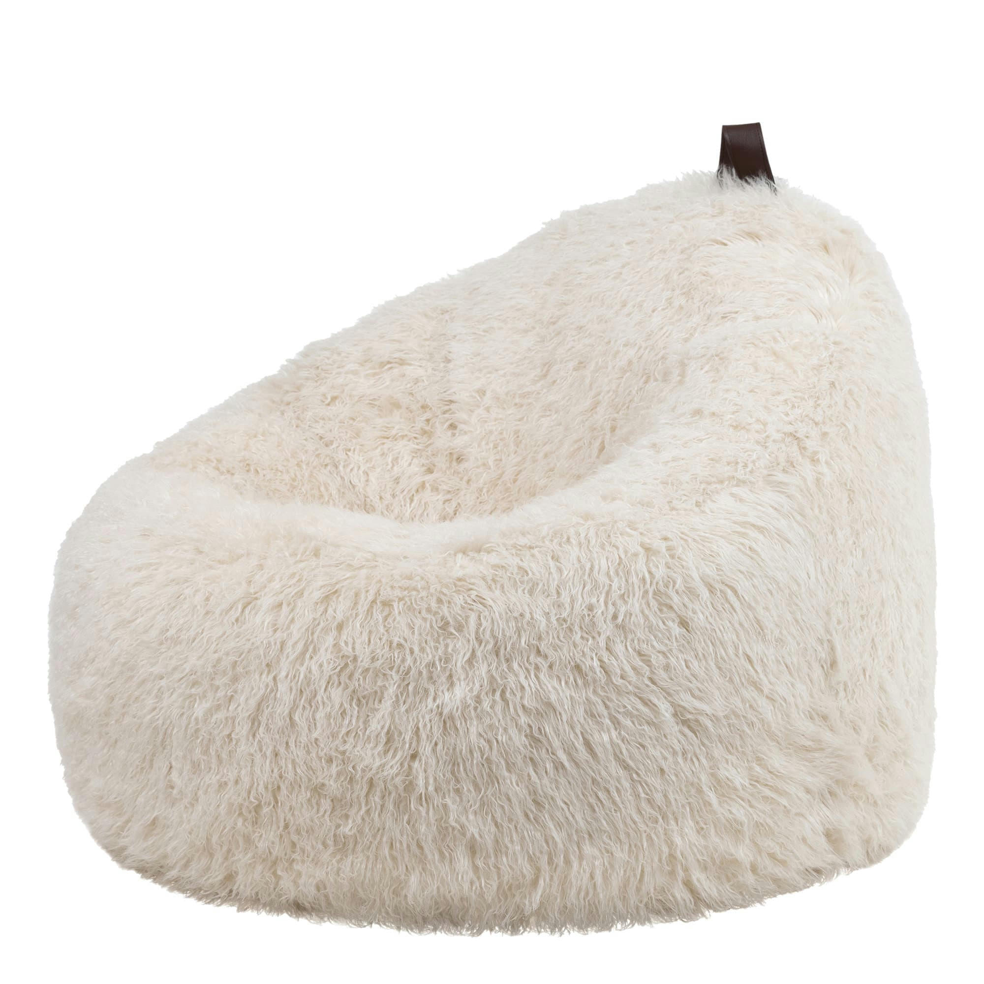 - Pouf fausse fourrure beige