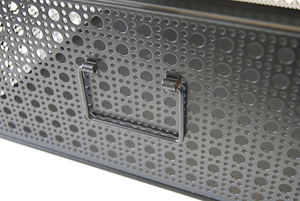 Panier rectangulaire en métal motif cannage noir taille L