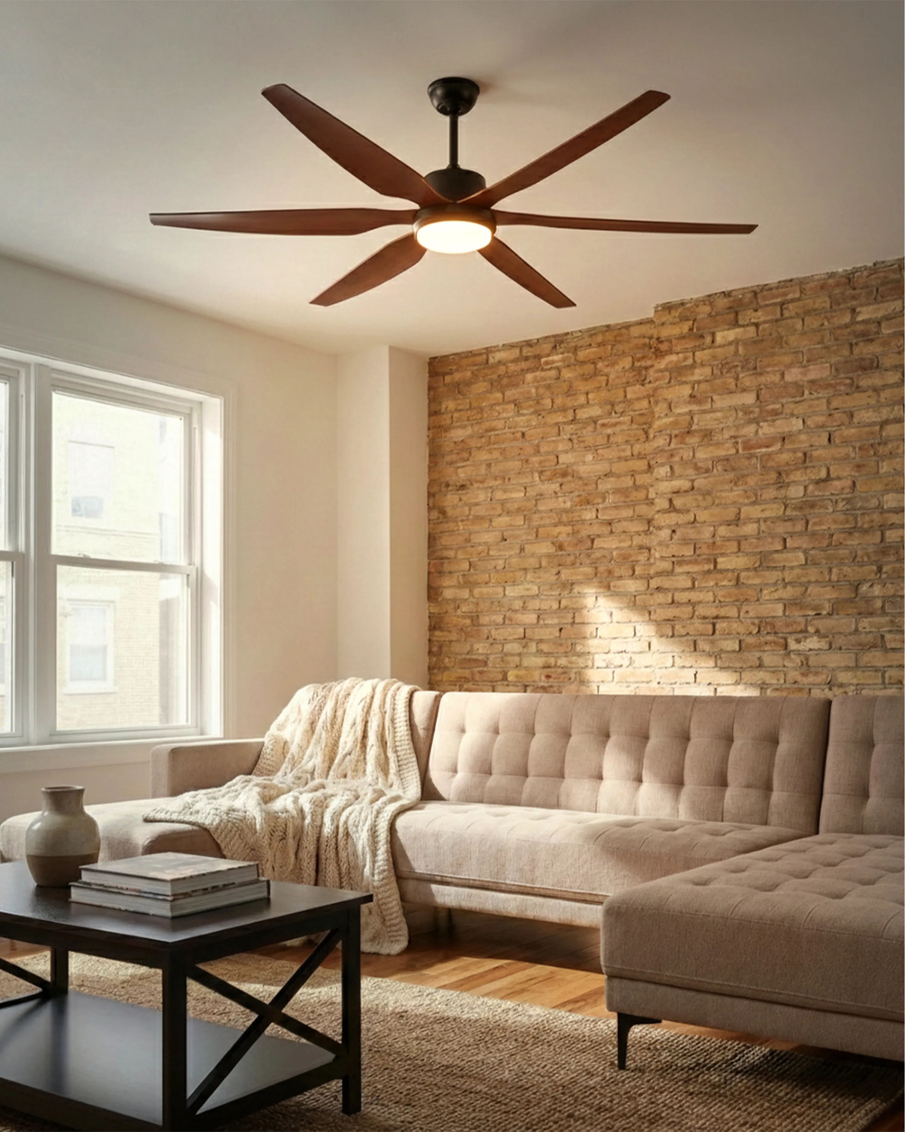 Ceiling Fan with Light VERDURE with Remote LED Brown