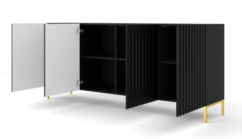 Komoda WAVE 200 cm 4D frez czarny mat