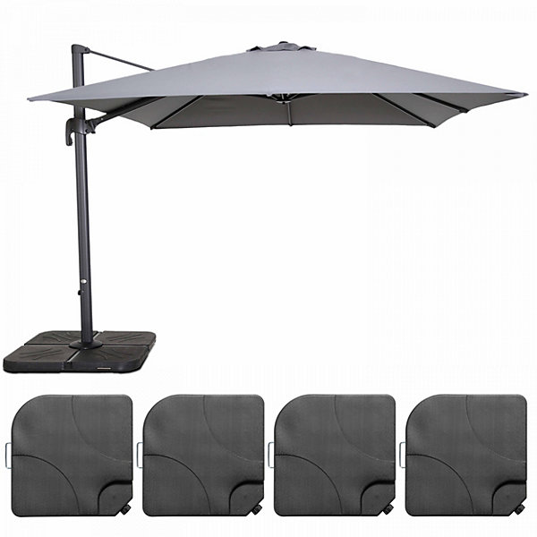 Parasol deporte 300 x 300 carre mat en aluminium Oviala toile en polyester dalle