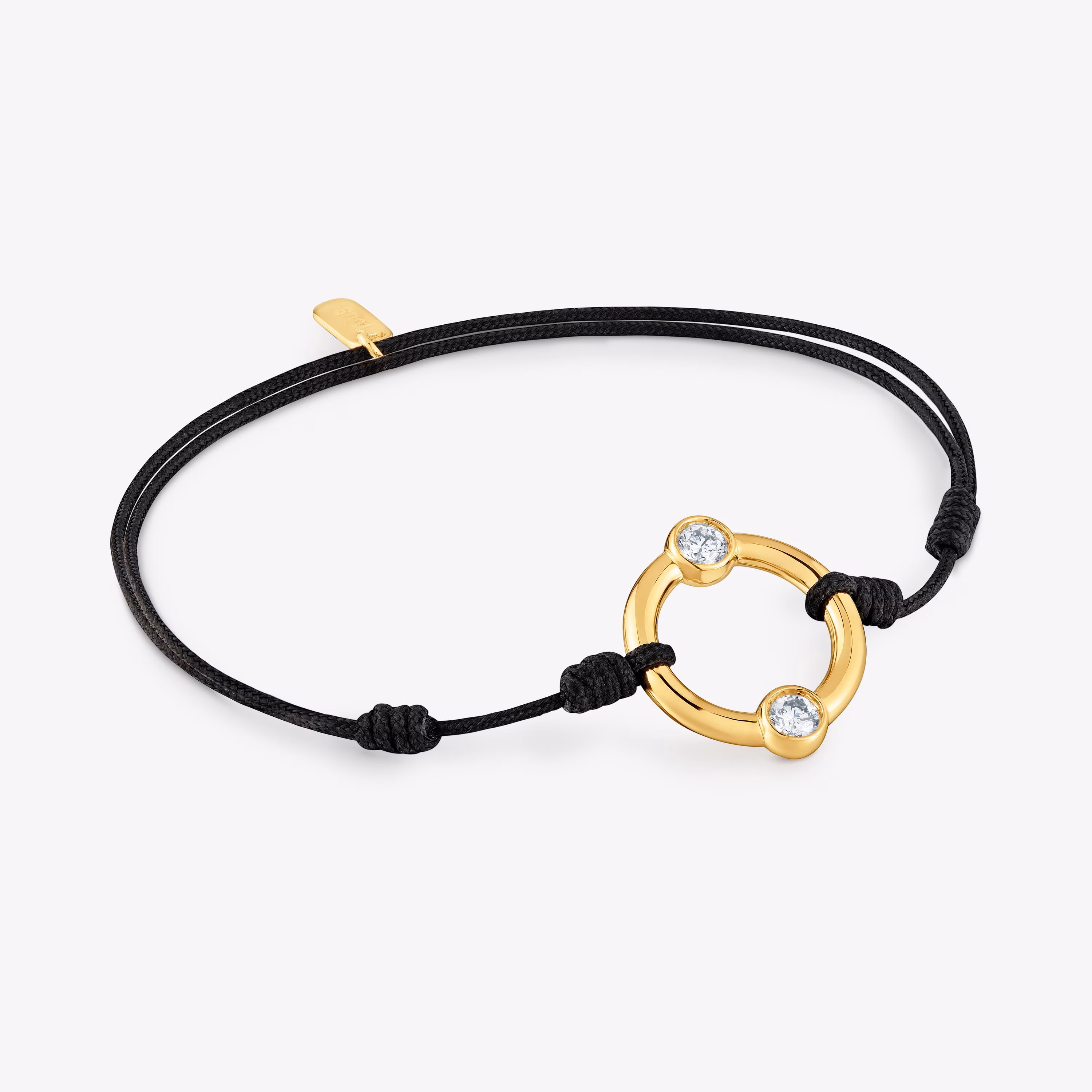 Pulsera con baño de oro 18 kt sobre plata, diamantes creados en laboratorio y nylon Straight LGD