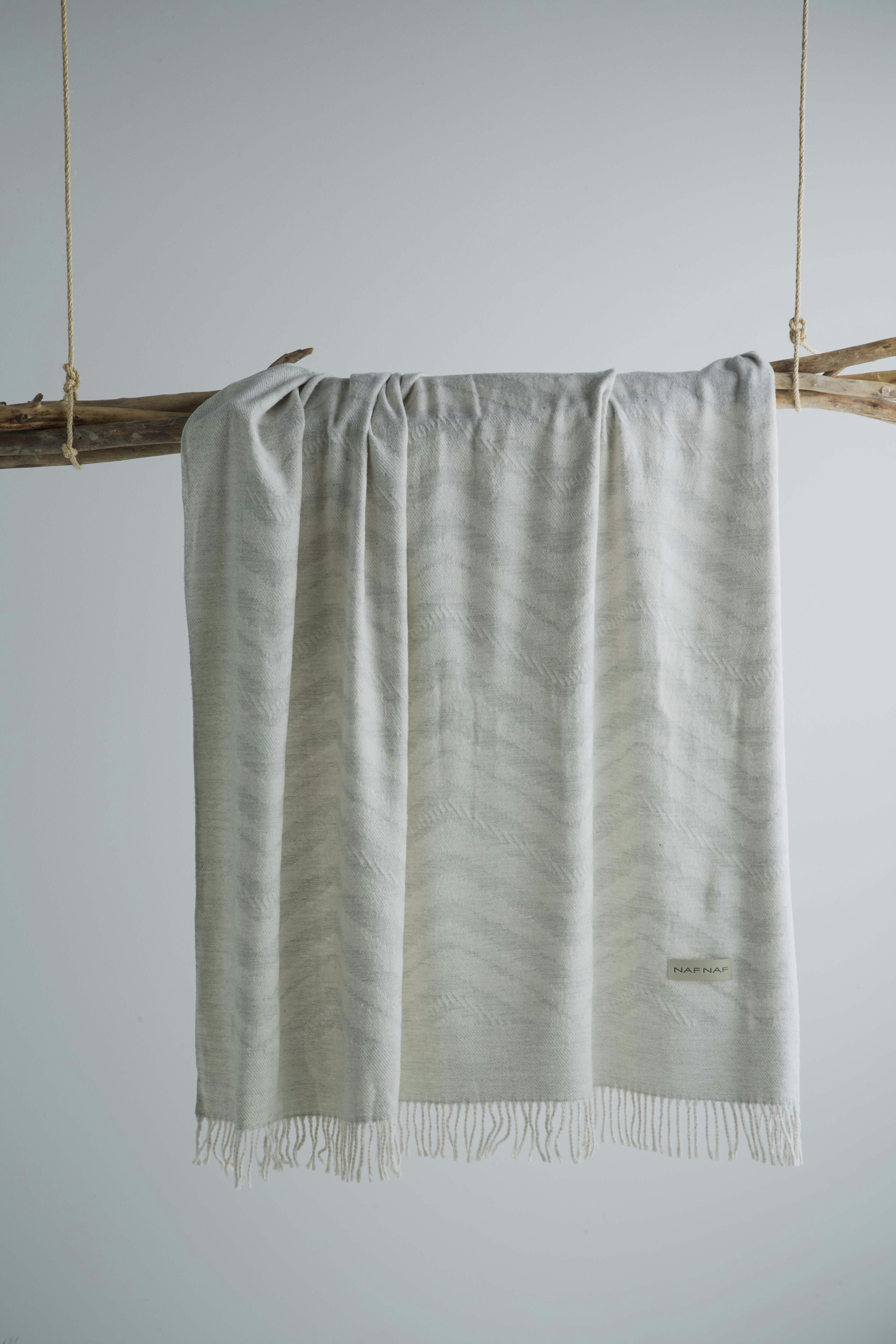 BERCY - Plaid en coton gris perle 130x170