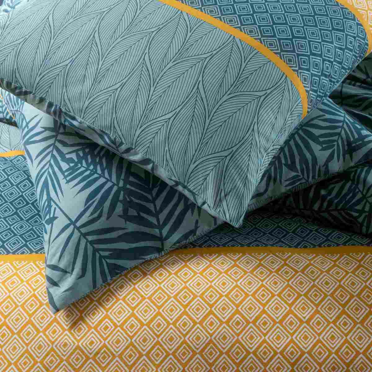 OLYMPE - Parure de lit 2 personnes coton  imprimé vert 240x220cm