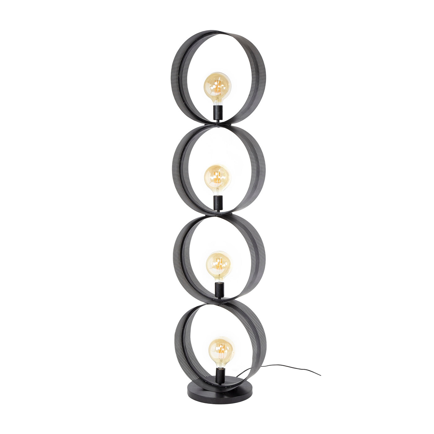 Giga Meubel Vloerlamp Ring - Zwart Metaal - 4-Lichts - 40x30x162cm