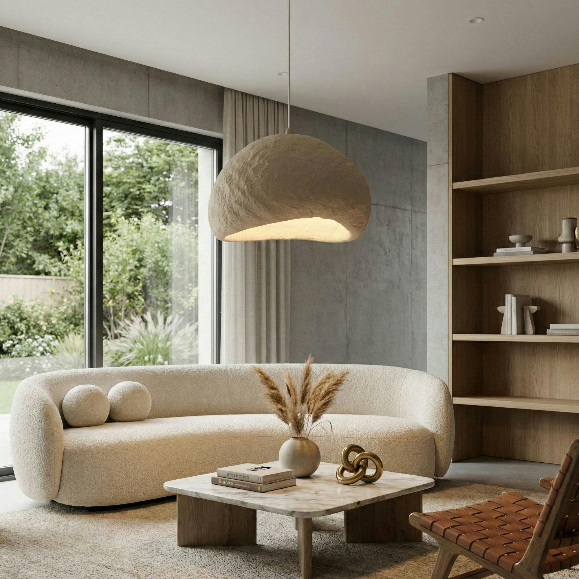 Suspension beige design organique 1 abat-jour NOXIS