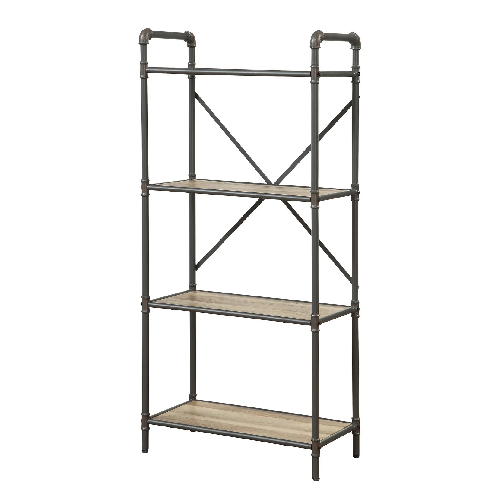 Vendone Antique Oak and Sandy Grey 4-tier Bookcase