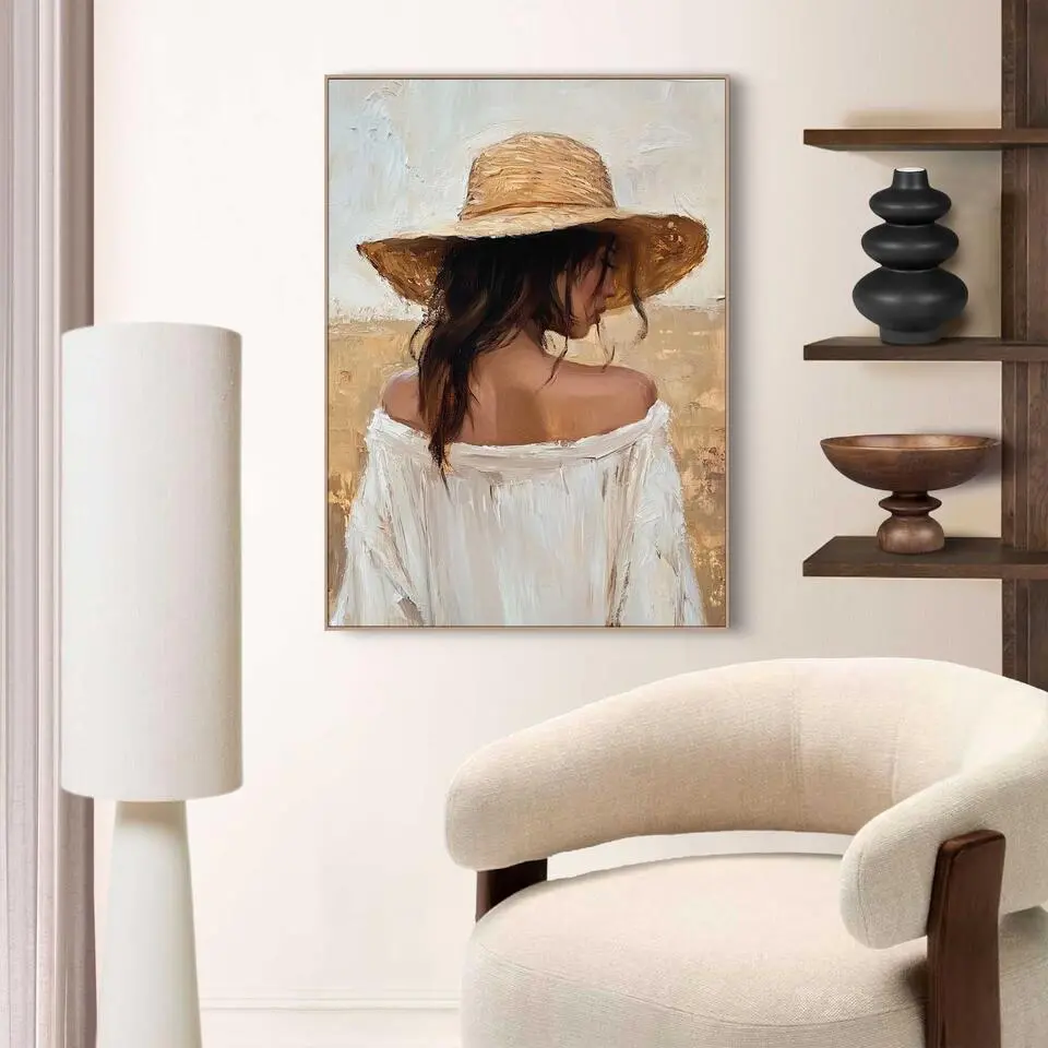 Schilderij Summer Lady - 70 x 50 - Beige