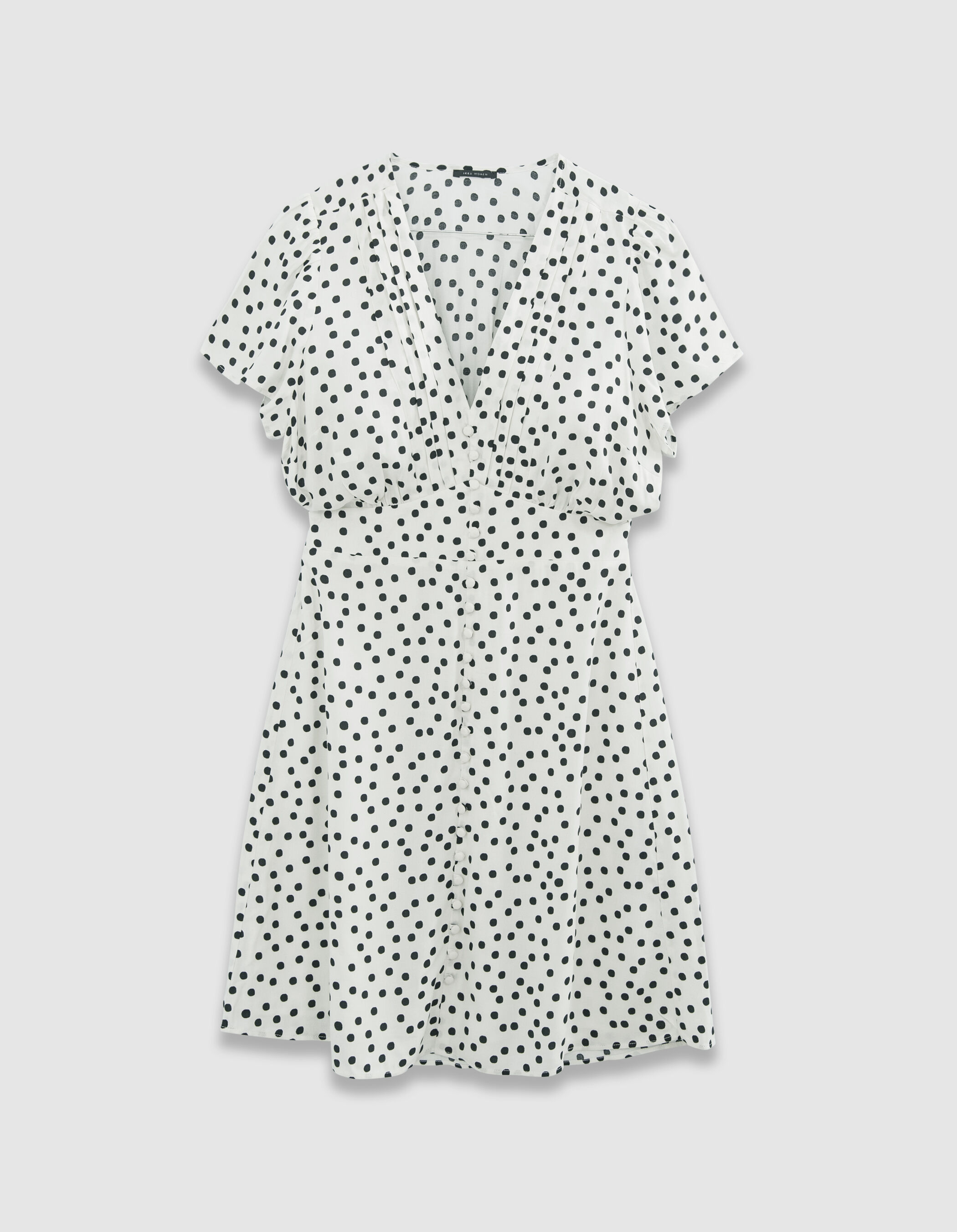 Robe blanche imprimé pois Femme