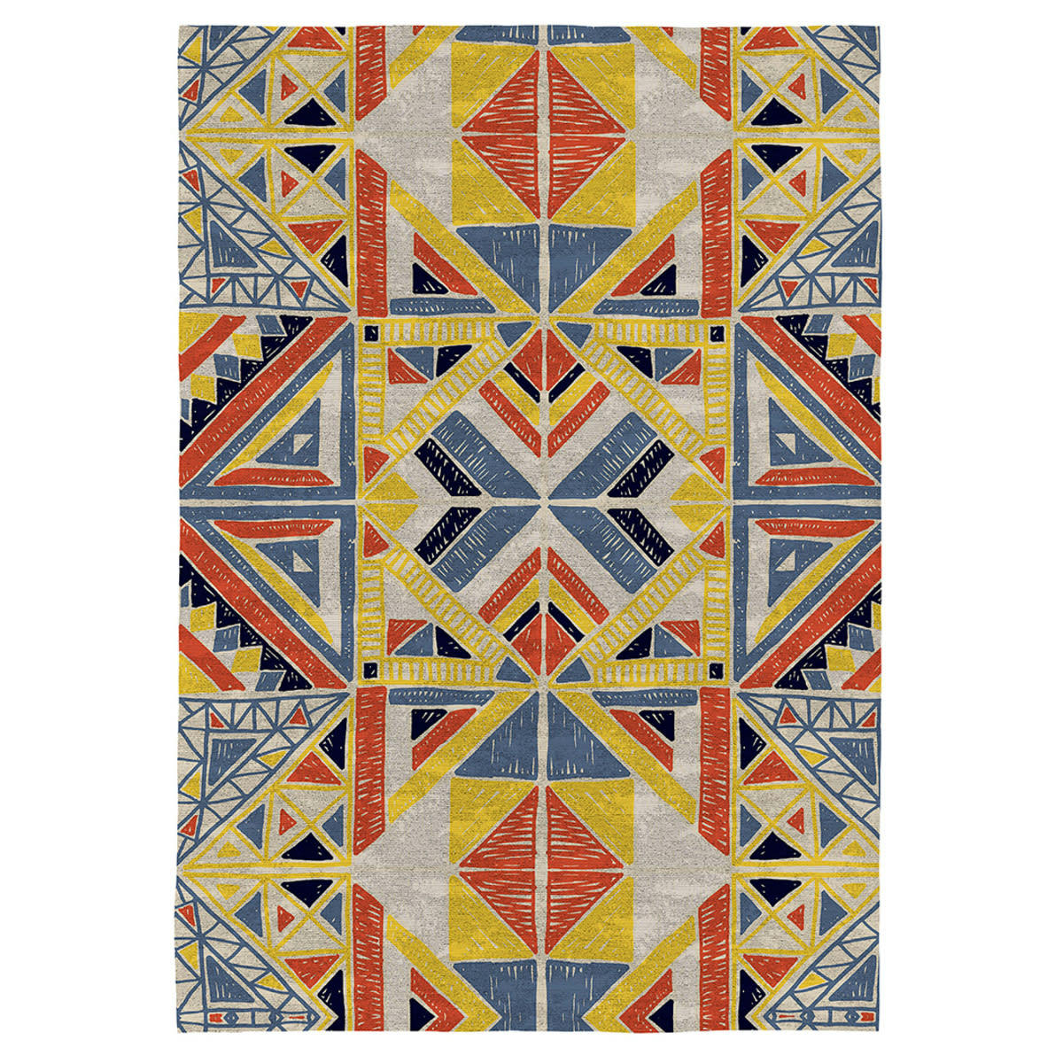 TENSIVAL - Tapis de salon en coton impression digital multicolore 120x170 cm