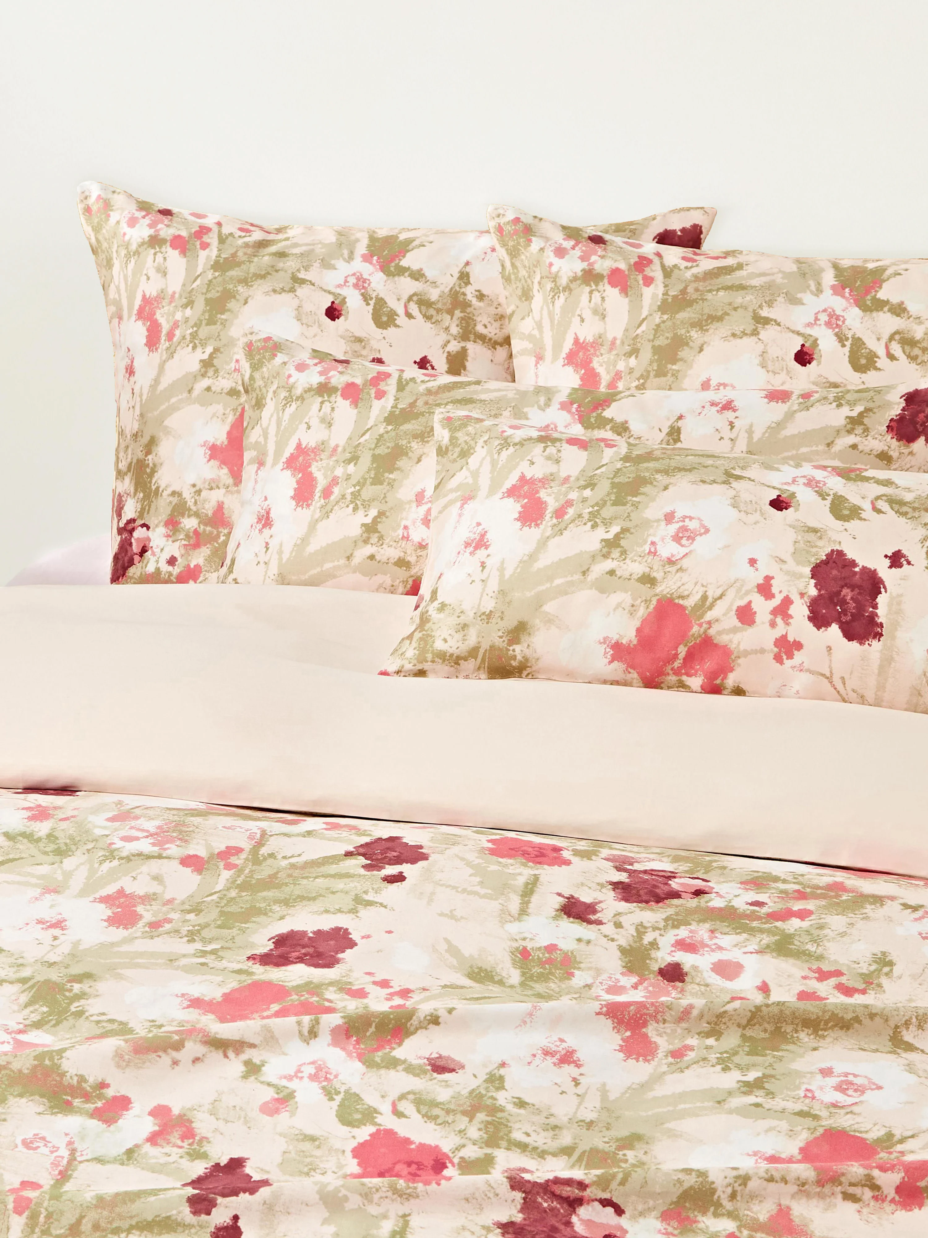 Bauwollsatin-Kopfkissenbezug Anthea mit Blumenmuster