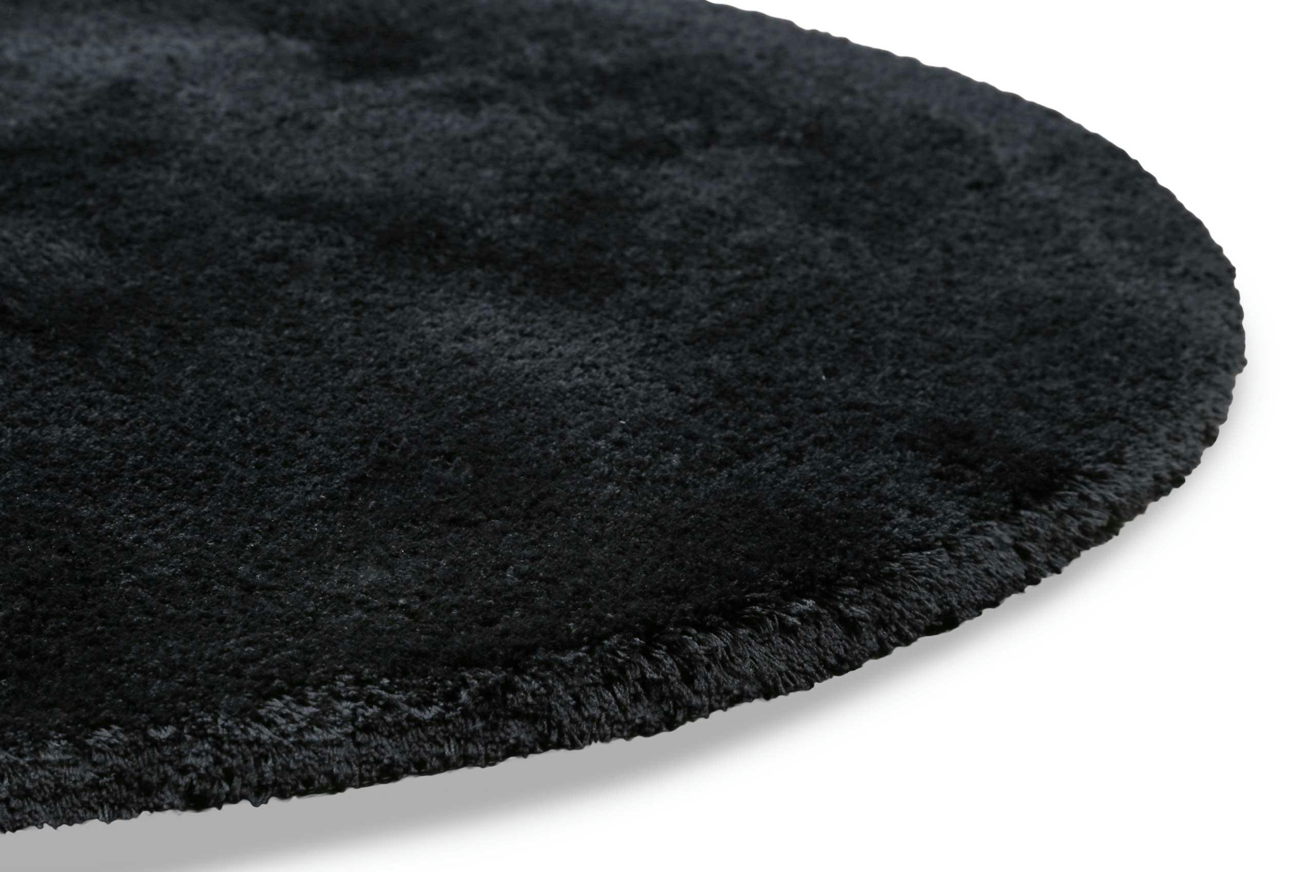 PORTO AZZURRO - Tapis de bain microfibre rond très doux uni noir D90
