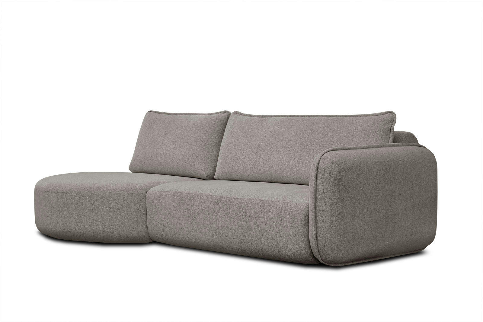 IPSUM - Canapé d'angle gauche 3 places avec l'île tissu marron clair