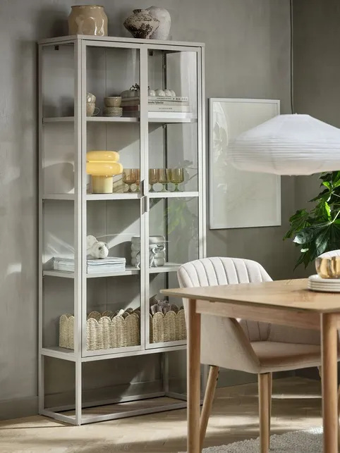 Vitrine VIRUM høj 2 låger sand