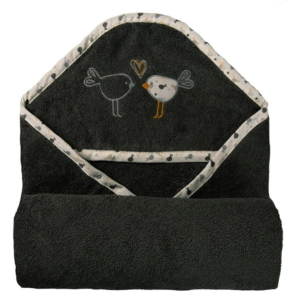 Okrycie kąpielowe niemowlęce 100x100 frotte maxi plus Birds grafitowe