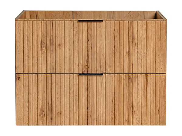 Meuble sous vasque suspendu strié - Naturel clair - L80 cm - ZEVARA