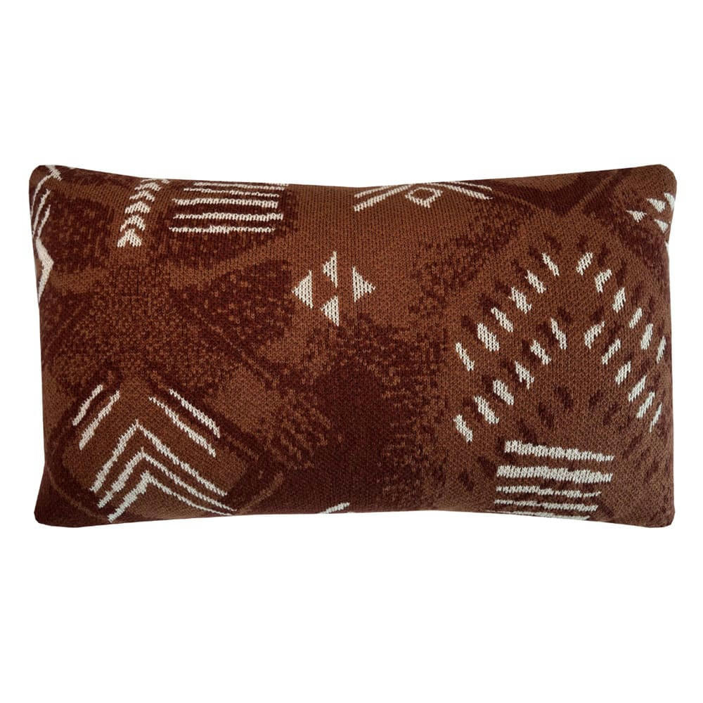 TRICOTÉ - Coussin tricoté marron rouille 35x60