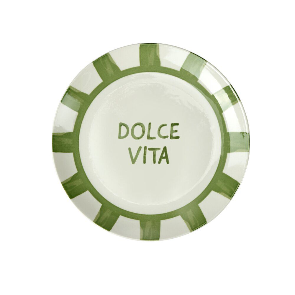 Assiette à dessert porcelaine "Dolce Vita" blanc vert Ø20cm
