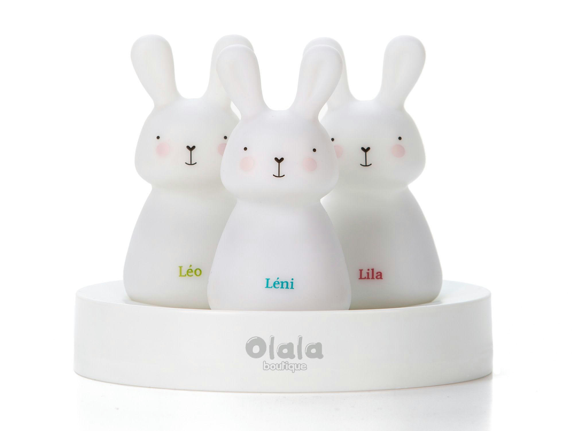 - Lot de 3 veilleuses nomades lapin Léo, Léni & Lila