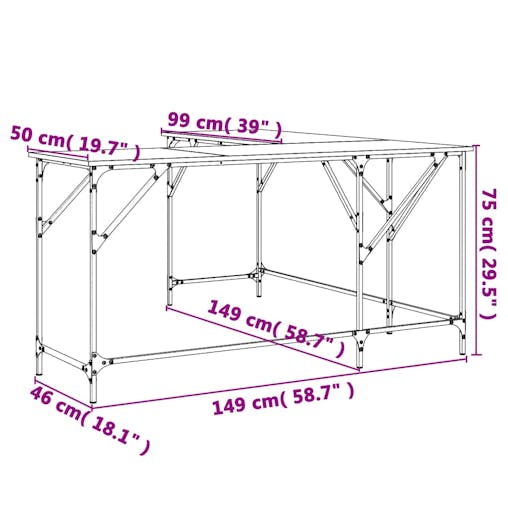 NNEVL Desk Black 149x149x75 cm Engineered Wood