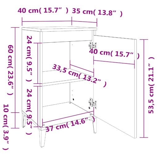 NNEVL Bedside Cabinet Brown Oak 40x35x70 cm Engineered Wood