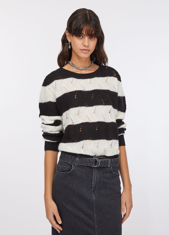 Maglia a righe in lana e alpaca