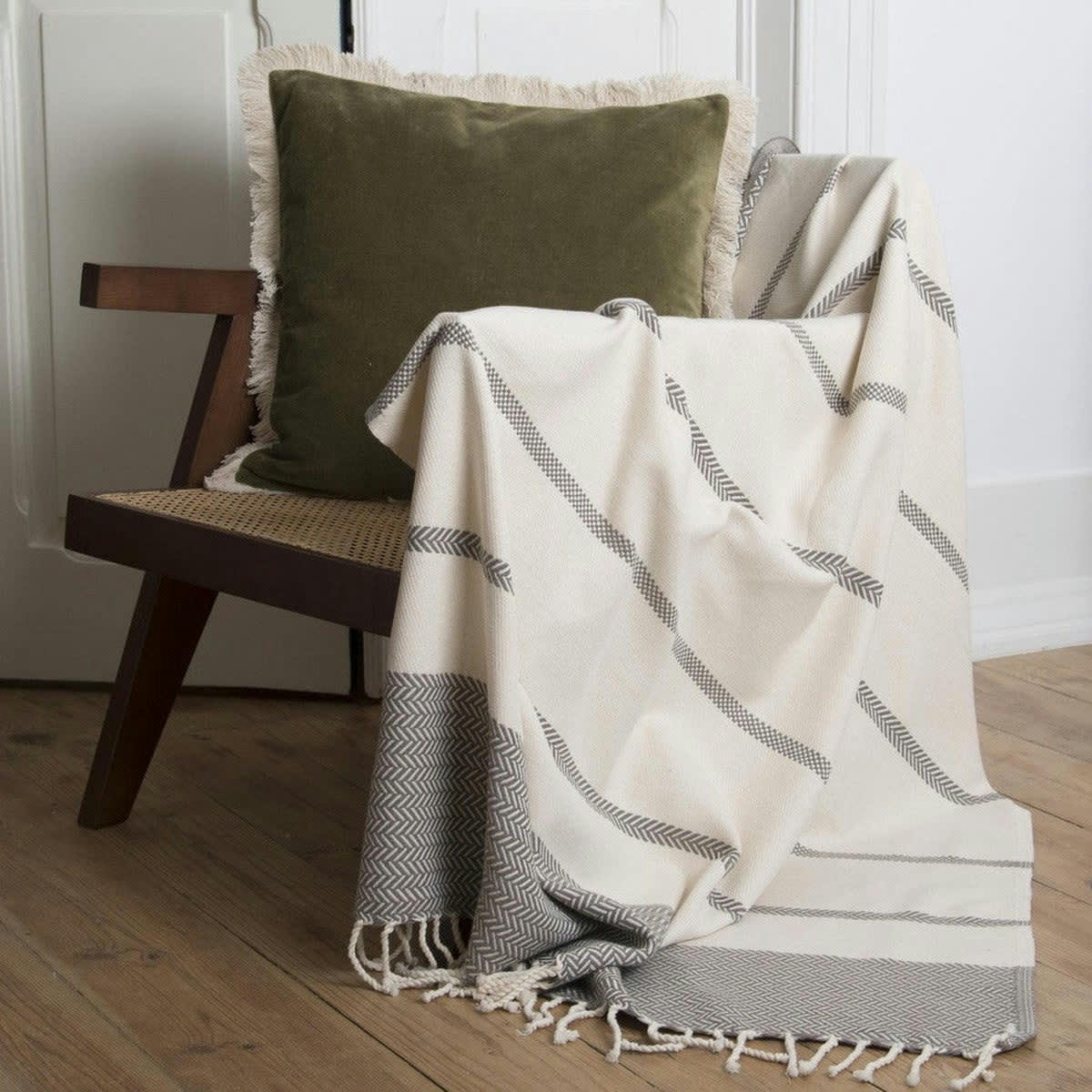 LIV - Plaid coton  160x250 taupe
