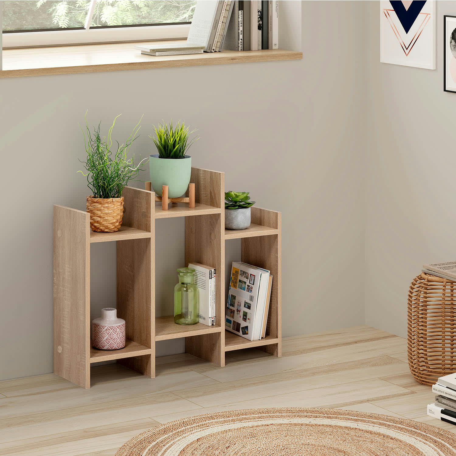 FEROE - Etagère 3 trous couleur chêne