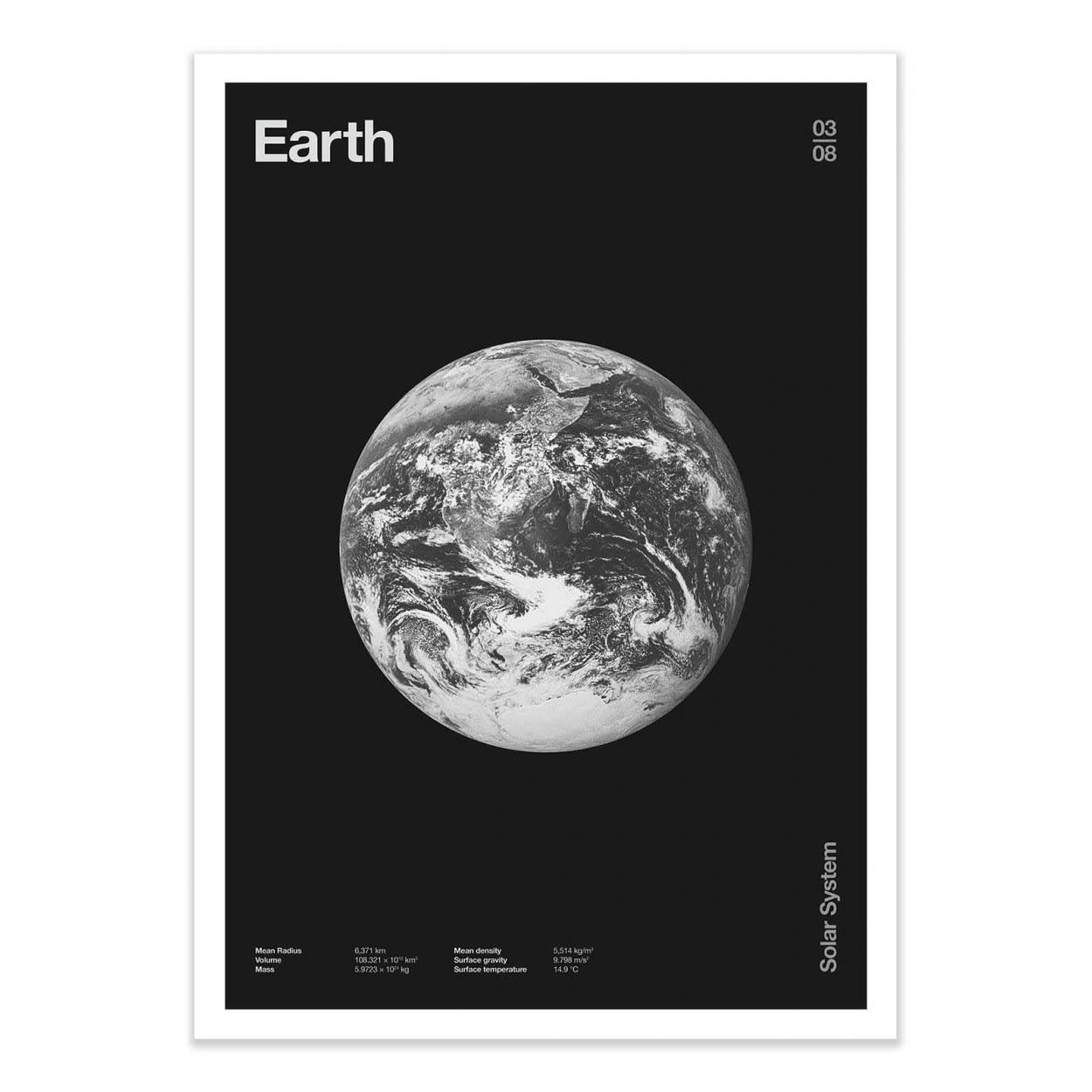 FLORENT BODART - EARTH - Affiche d'art avec Cadre bois noir - 50 x 70 cm