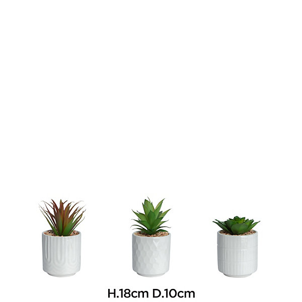 3 plantes artificielles, pot en céramique blanc ∅10 x H.18cm JBY Creation