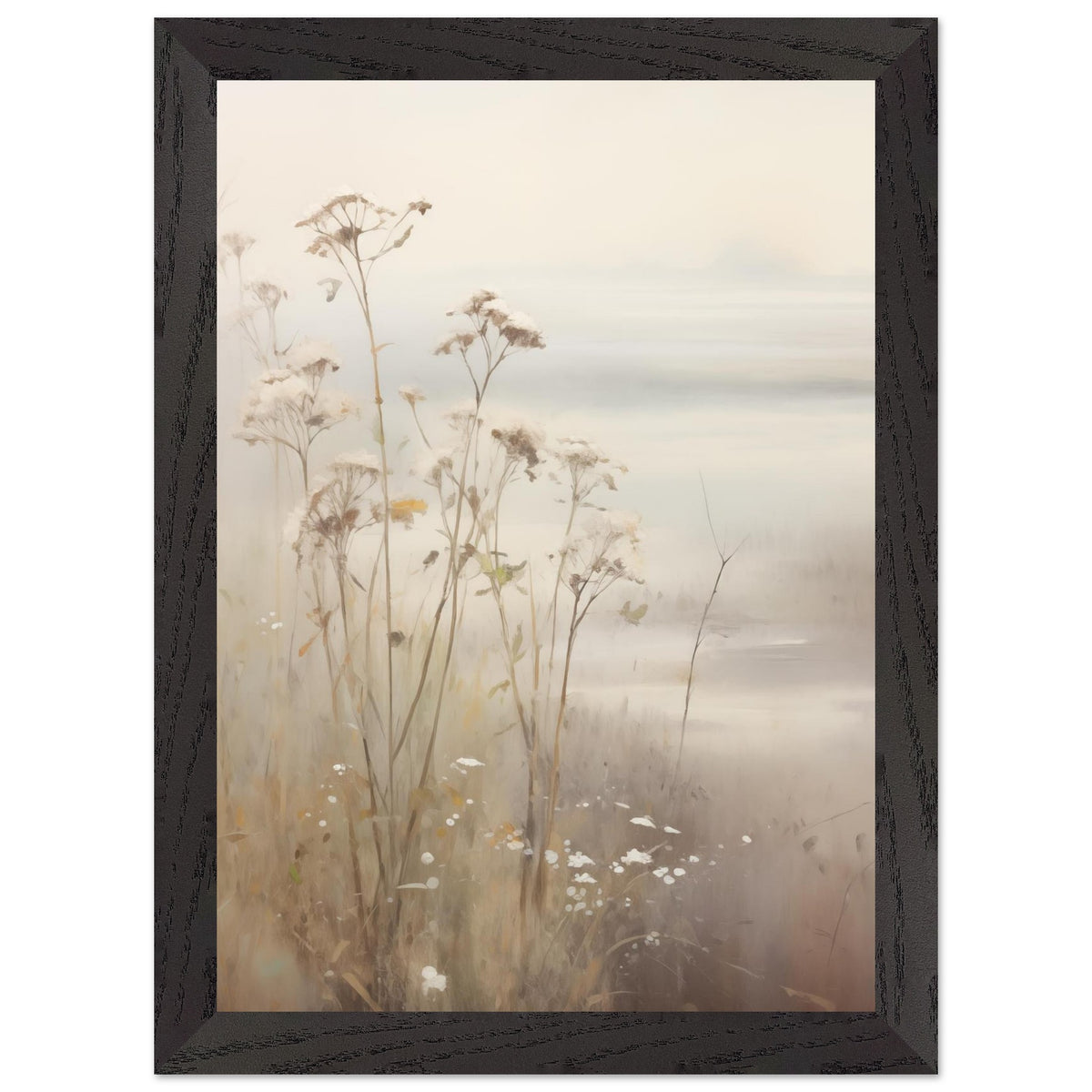 Artfulprints Poster met Lijst Foggy flowerfield 2  - A4 21x29.7 cm - Taupe