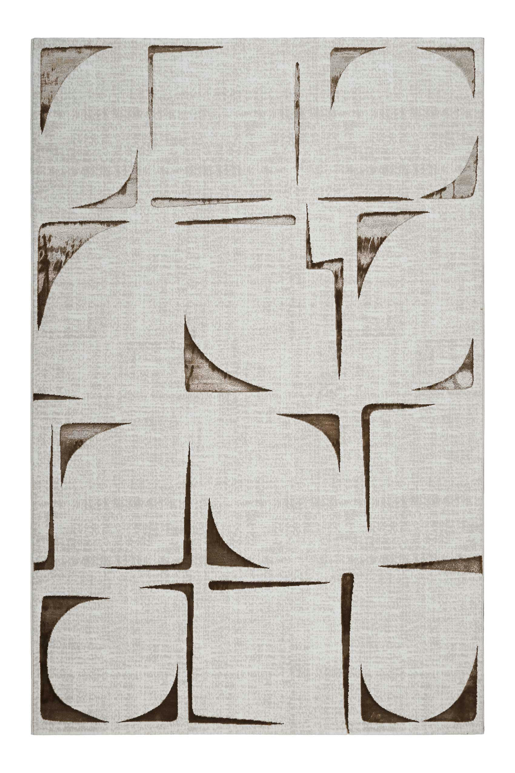 NELLE - Tapis ras beige chiné avec motif brun 80x150