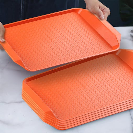 SOGA 5X Orange Rectangular Plastic Serving Trays