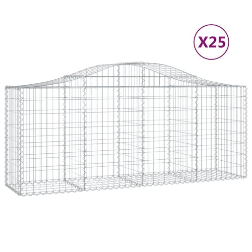 NNEVL Arched Gabion Baskets 25 pcs 200x50x80/100 cm Galvanised Iron