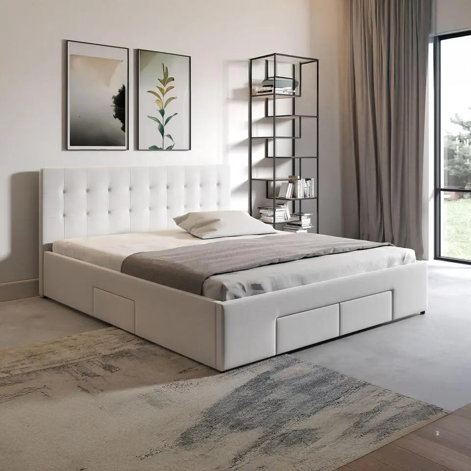 Meubella - Tweepersoonsbed Milo - Wit - 180x200 cm